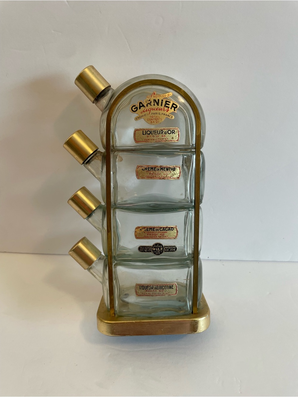 Vintage GARNIER Four Tiered Liquor Decanter Art Deco Bar Antique Barware France